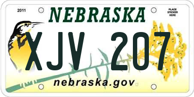 NE license plate XJV207