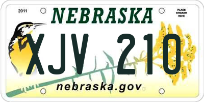 NE license plate XJV210