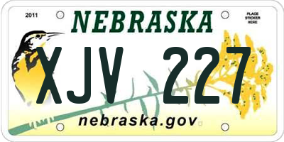 NE license plate XJV227