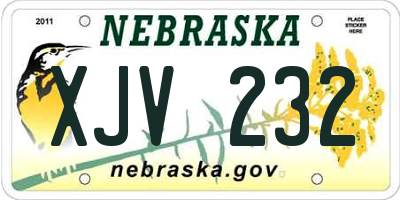 NE license plate XJV232