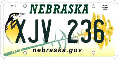NE license plate XJV236