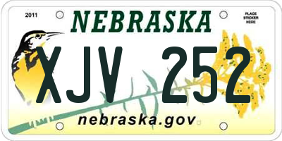 NE license plate XJV252