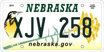 NE license plate XJV258