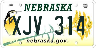 NE license plate XJV314