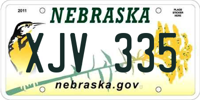 NE license plate XJV335