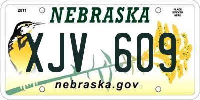 NE license plate XJV609