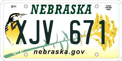 NE license plate XJV671