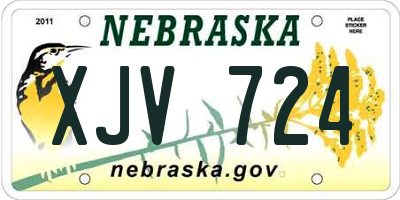 NE license plate XJV724