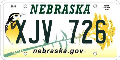 NE license plate XJV726