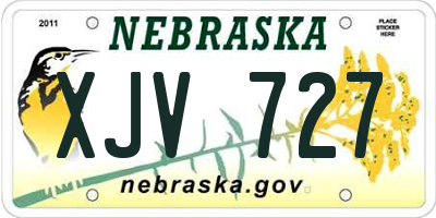 NE license plate XJV727