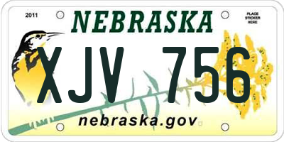 NE license plate XJV756
