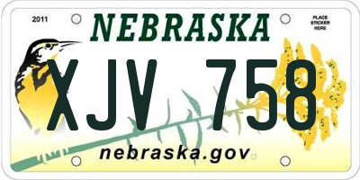 NE license plate XJV758