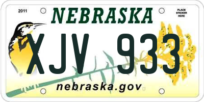 NE license plate XJV933