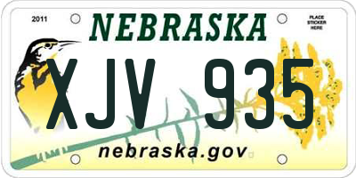 NE license plate XJV935