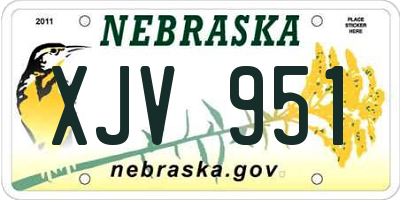 NE license plate XJV951
