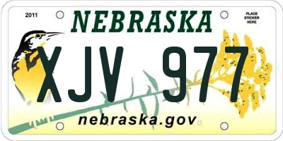 NE license plate XJV977
