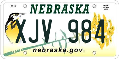 NE license plate XJV984