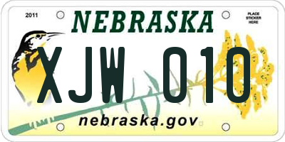 NE license plate XJW010