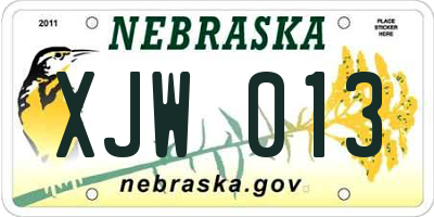 NE license plate XJW013