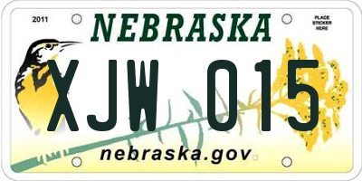 NE license plate XJW015