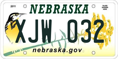 NE license plate XJW032