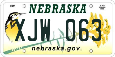 NE license plate XJW063
