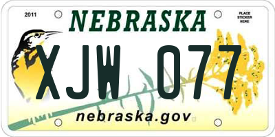 NE license plate XJW077