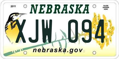 NE license plate XJW094