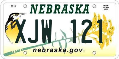 NE license plate XJW121