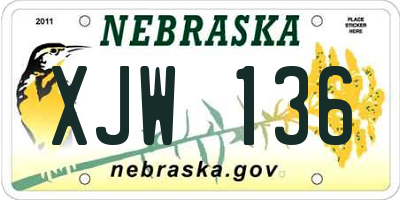 NE license plate XJW136
