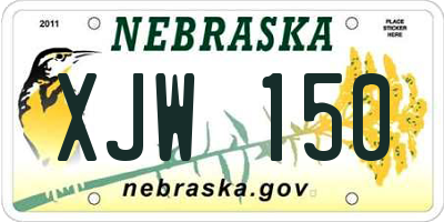NE license plate XJW150