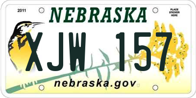 NE license plate XJW157