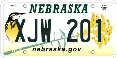 NE license plate XJW201