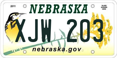 NE license plate XJW203