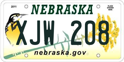 NE license plate XJW208