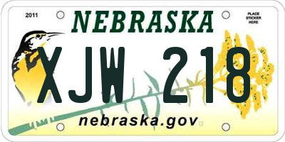 NE license plate XJW218