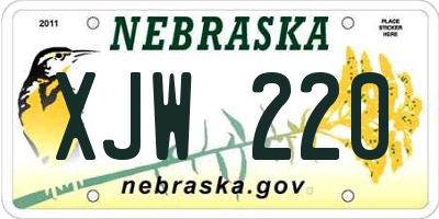 NE license plate XJW220