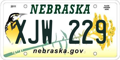NE license plate XJW229