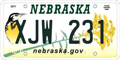 NE license plate XJW231