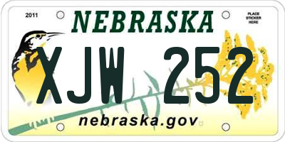 NE license plate XJW252