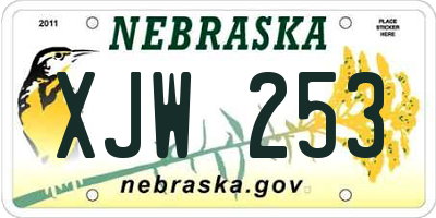 NE license plate XJW253