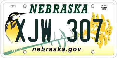 NE license plate XJW307