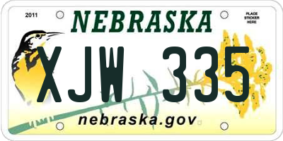 NE license plate XJW335