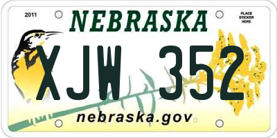 NE license plate XJW352