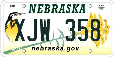NE license plate XJW358