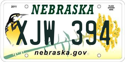 NE license plate XJW394