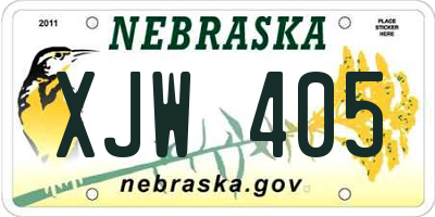 NE license plate XJW405