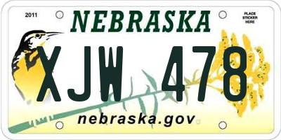 NE license plate XJW478
