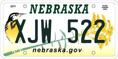 NE license plate XJW522