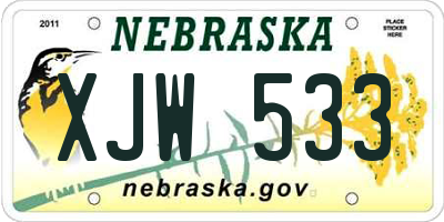 NE license plate XJW533